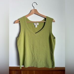 Talbots Olive Green Sleeveless V-Neck Top